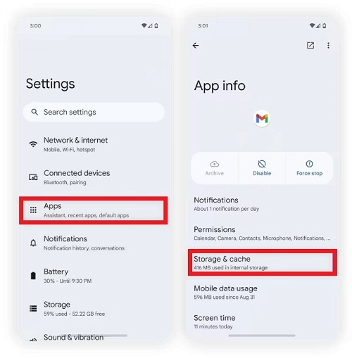 Clear Caches in Google Docs App