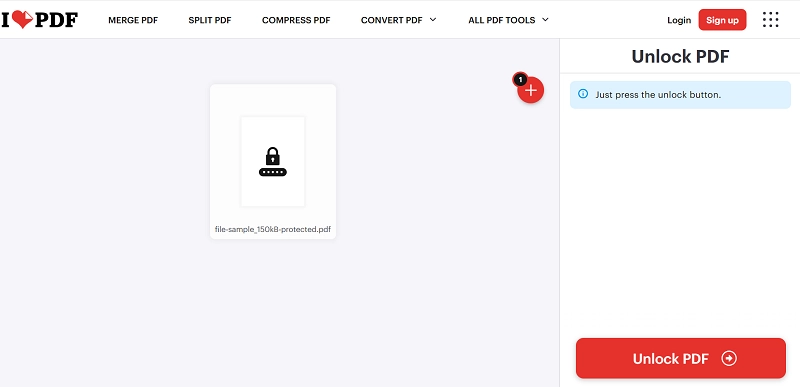 Click the Unlock PDF Button