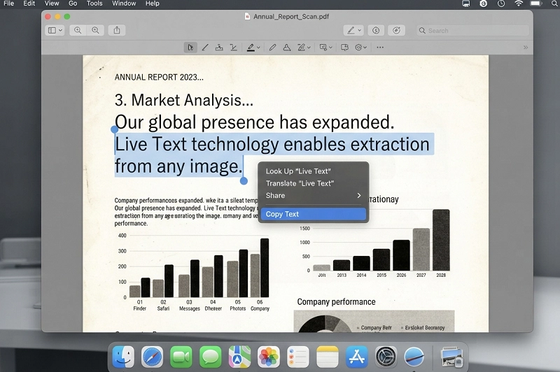 Copy Text from a Scanned PDF via App Preview and Live Text