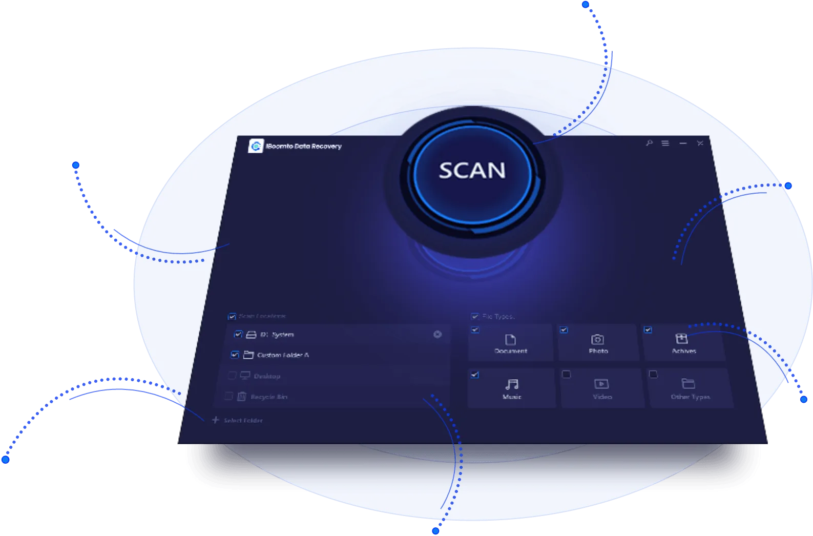 iBoomto Data Recovery scanning interface